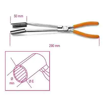 Produktfoto 1 von BETA Zündkerzenzange / Backen 50mm Glatt Nicht parkend 290mm