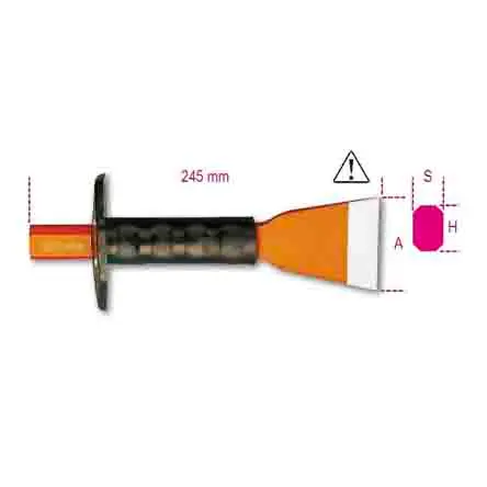 Produktfoto 1 von BETA Mauerwerk, 1 Stück, 70 mm, Chrom Vanadium Stahl Meißel 245 mm