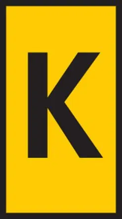 Produktfoto 1 von HellermannTyton WIC Kabelmarkierung Schnappbefestigung, Beschriftung: K, Schwarz Gelb, Ø 2 mm - 2.8 mm, 3 mm x 5mm