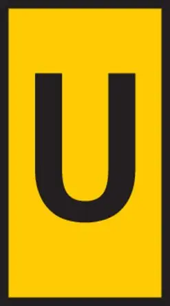 Produktfoto 1 von HellermannTyton WIC Kabelmarkierung Schnappbefestigung, Beschriftung: U, Schwarz Gelb, Ø 2 mm - 2.8 mm, 3 mm x 5mm