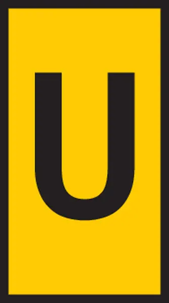 Produktfoto 1 von HellermannTyton WIC Kabelmarkierung Schnappbefestigung, Beschriftung: U, Schwarz Gelb, Ø 2 mm - 2.8 mm, 3 mm x 5 mm