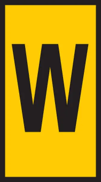 Produktfoto 1 von HellermannTyton WIC Kabelmarkierung Schnappbefestigung, Beschriftung: W, Schwarz Gelb, Ø 2 mm - 2.8 mm, 3 mm x 5 mm