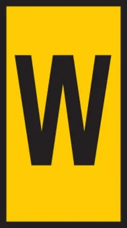 Produktfoto 1 von HellermannTyton WIC Kabelmarkierung Schnappbefestigung, Beschriftung: W, Schwarz Gelb, Ø 2 mm - 2.8 mm, 3 mm x 5mm