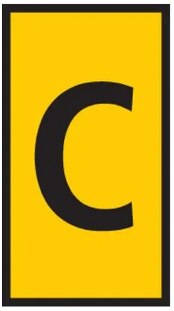 Produktfoto 1 von HellermannTyton WIC0 Kabelmarkierung, Beschriftung: C, Schwarz Gelb, Ø 2 mm - 2.8 mm, 3 mm x 5mm