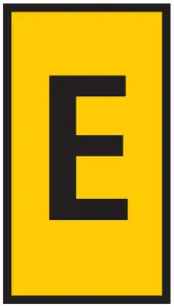Produktfoto 1 von HellermannTyton WIC0 Kabelmarkierung, Beschriftung: E, Schwarz Gelb, Ø 2 mm - 2.8 mm, 3 mm x 5mm