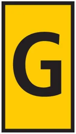 Produktfoto 1 von HellermannTyton WIC0 Kabelmarkierung, Beschriftung: G, Schwarz Gelb, Ø 2 mm - 2.8 mm, 3 mm x 5mm