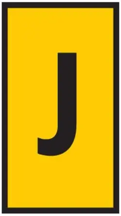 Produktfoto 1 von HellermannTyton WIC0 Kabelmarkierung, Beschriftung: J, Schwarz Gelb, Ø 2 mm - 2.8 mm, 3 mm x 5mm