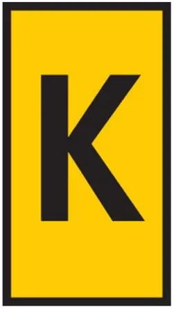 Produktfoto 1 von HellermannTyton WIC0 Kabelmarkierung, Beschriftung: K, Schwarz Gelb, Ø 2 mm - 2.8 mm, 3 mm x 5mm