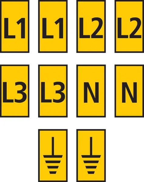 HellermannTyton WIC Kabelmarkierung Schnappbefestigung, Beschriftung: N, L3, L2, L1, Erde, Schwarz Gelb, Ø 2 mm - 2.8