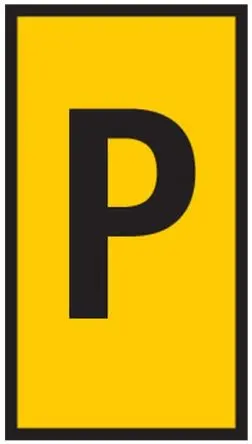 Produktfoto 1 von HellermannTyton WIC0 Kabelmarkierung, Beschriftung: P, Schwarz Gelb, Ø 2 mm - 2.8 mm, 3 mm x 5mm