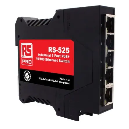 Produktfoto 1 von RS PRO Ethernet-Switch 5-Port Unmanaged Power Over Ethernet 100Mbit/s