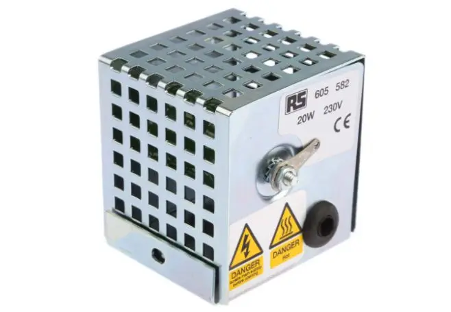 Produktfoto 1 von RS PRO Schaltschrank-Heizung, 20W, 120°C, 12V dc, H.  x 70mm, B , 67mm, T.  x 65mm 60Hz