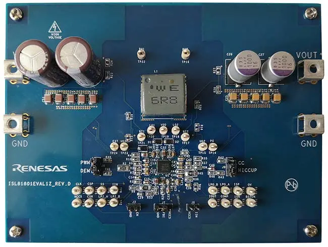 Produktfoto 1 von Renesas Electronics ISL81801 Evaluierungsplatine, ISL81801EVAL1Z Abwärts-/Aufwärts-Controller, für ISL81801 TQFN IC