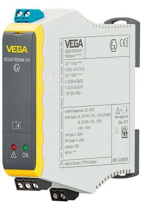 Vega Serie VEGATRENN 141 Galvanischer Isolator 65 V ac, 230 V, Strom 0.004 to 0.02 A EIN Frontmontage