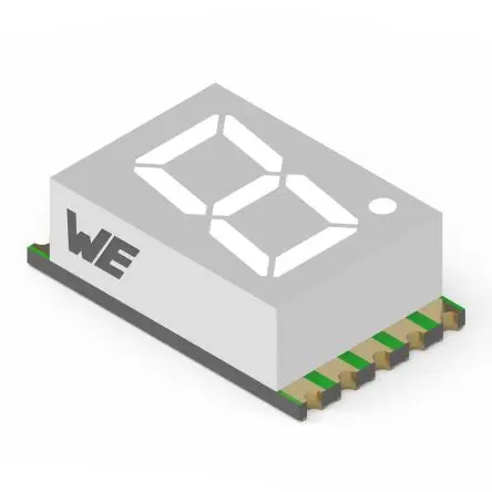Produktfoto 1 von Wurth Elektronik WL-S7DS LED-Anzeige 7 Segmente 1 Zeichen Kathode, Grün 570nm 21mcd Rechts Zeichenhöhe 7.6 mm