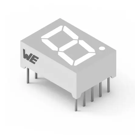 Produktfoto 1 von Wurth Elektronik WL-T7DS LED-Anzeige 7 Segmente 1 Zeichen Anode, Superrot 635nm 38mcd Rechts Zeichenhöhe 9.9 mm