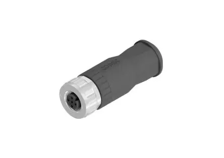Produktfoto 1 von CONEC 43 20 mm M12 Rundsteckverbinder Stecker 4-polig Buchse 7.5A Schraubanschlussklemme IP67