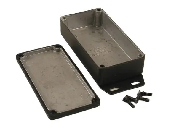 Produktfoto 1 von Hammond 1590GF; Gehäuse; Aluminiumdruckguss; Schwarz Geflanscht IP65 Breite 50 mm Höhe 27 mm Länge 100 mm