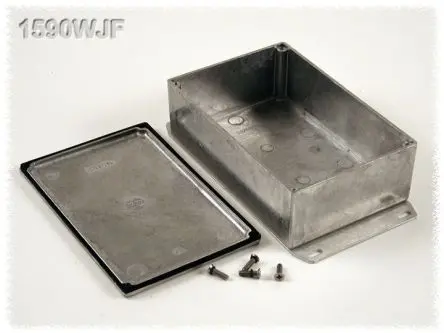 Produktfoto 1 von Hammond 1590; Gehäuse; Aluminiumdruckguss; Schwarz Geflanscht IP65 Breite 95 mm Höhe 50 mm Länge 145 mm