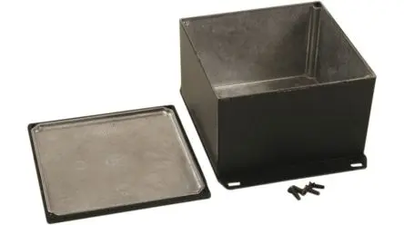 Produktfoto 1 von Hammond 1590; Gehäuse; Aluminiumdruckguss; Schwarz Geflanscht IP65 Breite 125 mm Höhe 81 mm Länge 125 mm