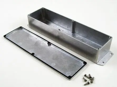 Produktfoto 1 von Hammond 1590; Gehäuse; Aluminiumdruckguss; Schwarz Geflanscht IP65 Breite 70 mm Höhe 51 mm Länge 254 mm