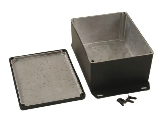 Produktfoto 1 von Hammond 1590CF; Gehäuse; Aluminiumdruckguss; Schwarz Geflanscht IP65 Breite 91 mm Höhe 58 mm Länge 120 mm
