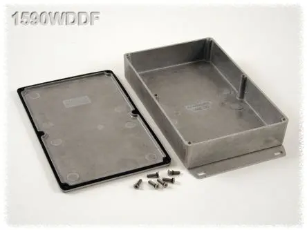 Produktfoto 1 von Hammond 1590; Gehäuse; Aluminiumdruckguss; Schwarz Geflanscht IP65 Breite 120 mm Höhe 39 mm Länge 188 mm