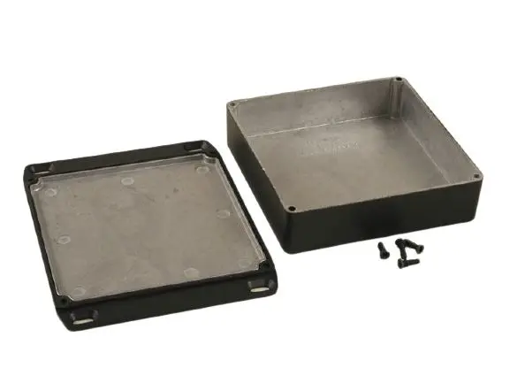 Produktfoto 1 von Hammond 1590; Gehäuse; Aluminiumdruckguss; Schwarz Geflanscht IP65 Breite 120 mm Höhe 34 mm Länge 150 mm