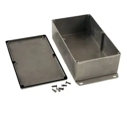 Produktfoto 1 von Hammond 1590R1F; Gehäuse; Aluminiumdruckguss; Schwarz, Natur Geflanscht IP65 Breite 112 mm Höhe 63 mm Länge 192 mm