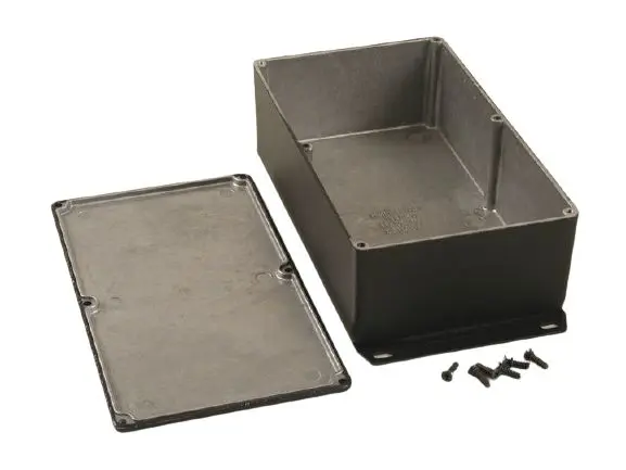Produktfoto 1 von Hammond 1590R1F; Gehäuse; Aluminiumdruckguss; Schwarz Geflanscht IP65 Breite 112 mm Höhe 63 mm Länge 192 mm