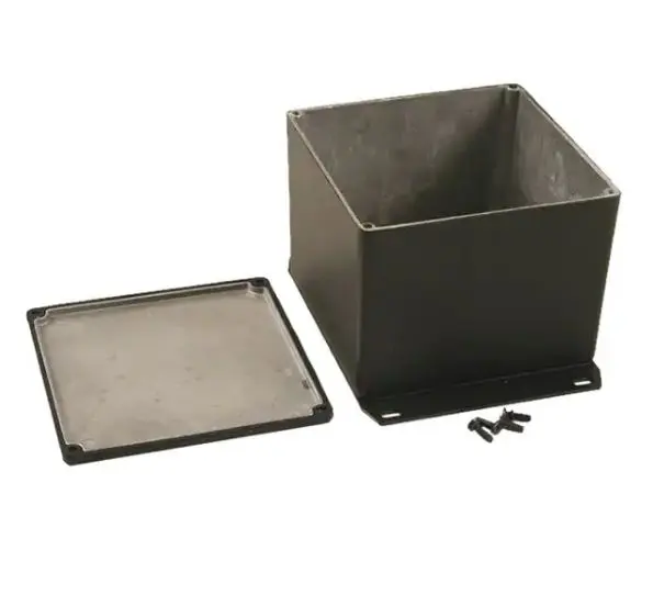 Produktfoto 1 von Hammond 1590; Gehäuse; Aluminiumdruckguss; Schwarz Geflanscht IP65 Breite 120 mm Höhe 96 mm Länge 120 mm
