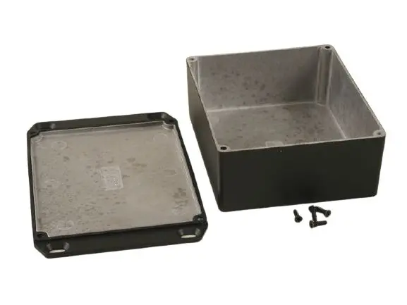 Produktfoto 1 von Hammond 1590; Gehäuse; Aluminiumdruckguss; Schwarz Geflanscht IP65 Breite 121 mm Höhe 57 mm Länge 176 mm