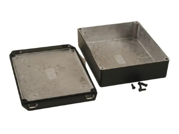 Produktfoto 1 von Hammond; Gehäuse; Aluminiumdruckguss; Schwarz Geflanscht IP65 Breite 117 mm Höhe 40 mm Länge 176 mm