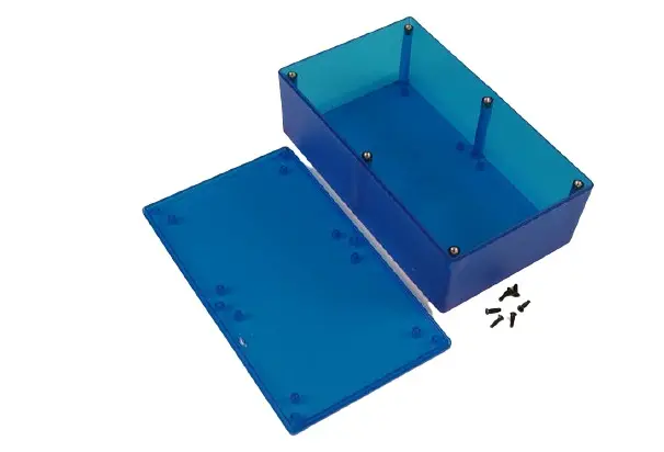 Produktfoto 1 von Hammond 1591XX; Universalgehäuse; ABS; Blau transparent IP54 Breite 112 mm Höhe 56 mm Länge 193 mm