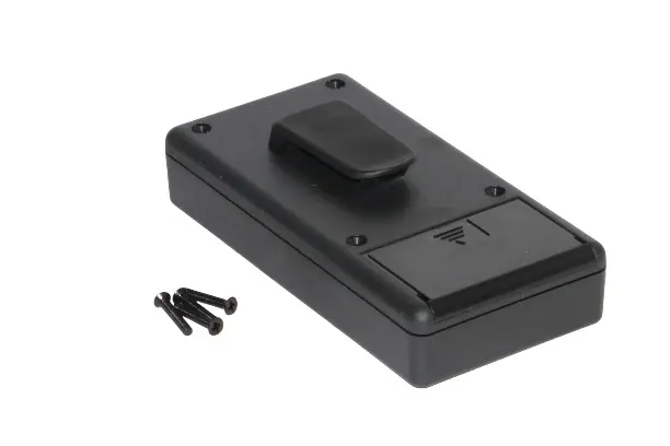 Produktfoto 1 von Hammond Tragbares Gehäuse, ABS, 65 mm Eingebautes Batteriefach, 130 mm, H. 25 mm, Schwarz, IP54