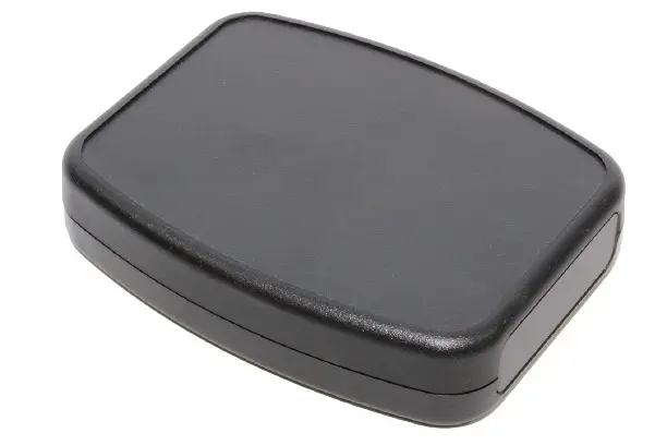 Produktfoto 1 von Hammond Tragbares Gehäuse, ABS, 95 mm Eingebautes Batteriefach, 120 mm, H. 27 mm, Schwarz, IP54