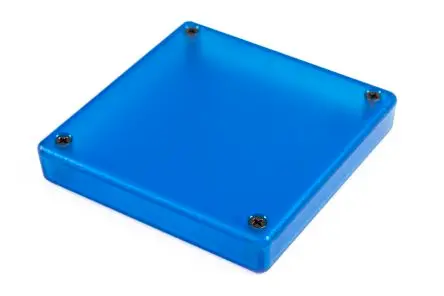 Hammond 1551; Universalgehäuse; ABS; Grau, Schwarz, Blau transparent Geflanscht IP54 Breite 81 mm Höhe 15 mm Länge 81 mm