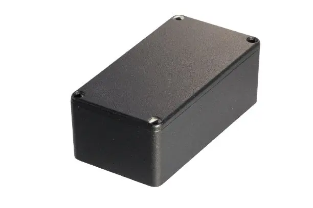 Produktfoto 1 von Hammond 1590; Gehäuse; Aluminiumdruckguss; Schwarz IP56 Breite 42 mm Höhe 60 mm Länge 112 mm