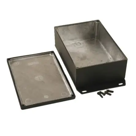 Produktfoto 1 von Hammond 1590; Gehäuse; Aluminiumdruckguss; Schwarz Geflanscht IP65 Breite 95 mm Höhe 49 mm Länge 145 mm