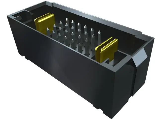 Produktfoto 1 von Samtec MPTC Leiterplattenleiste gewinkelt, 26-polig / 4-reihig, Raster 5 mm Raster gewinkelt, Platine-Platine, Ummantelt