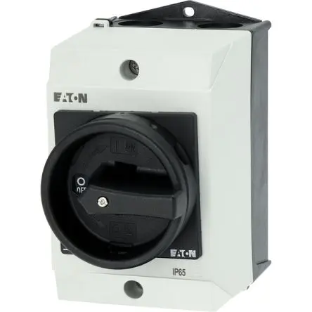 Produktfoto 1 von Eaton T0 Trennschalter ohne Sicherung 3-polig Oberfläche 20A 5.5 kW Schwarz IP65