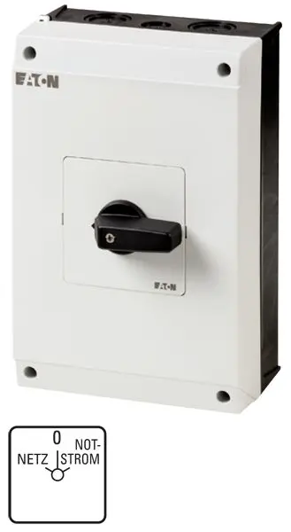 Produktfoto 1 von Eaton Nockenschalter, 4-polig / 63A, 1 Schließer/1 Öffner, 1, 3-phasig, 3-Stufen