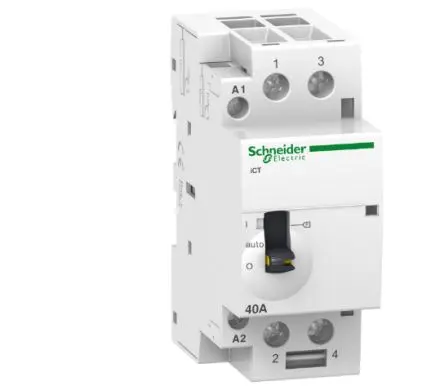 Produktfoto 1 von Schneider Electric Acti9 iCT Schütz 240V-Spule, 2-polig 240V 1.6 W 2 Schließer Motorsteuerung 2-Hilfskontakte