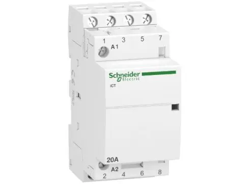 Produktfoto 1 von Schneider Electric Acti9 iCT Schütz 240V-Spule, 4-polig / 20 A 240V 1.6 W 4 Schließer Motorsteuerung 3-Hilfskontakte