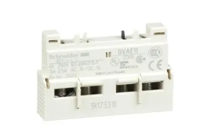 Produktfoto 1 von Schneider Electric TeSyS GV Hilfskontaktblock 2-polig, 1 Schließer/1 Öffner mit Schraubanschlussklemme Anschluss 2.5 A,