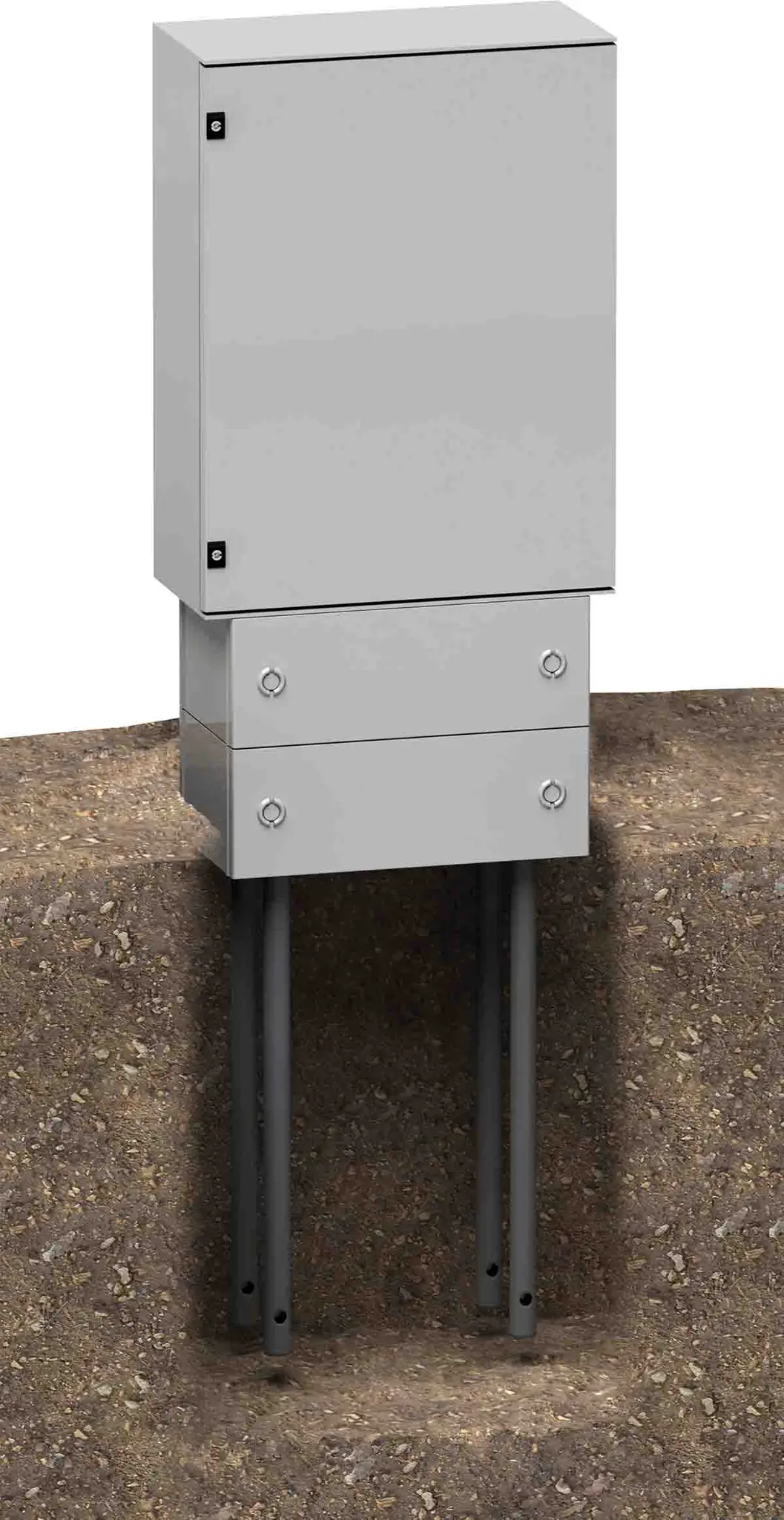 Produktfoto 1 von Schneider Electric Thalassa GF Polyester Sockel Sockel Grau, 556 mm, für Thalassa PLM, H. 200 mm, T. 302 mm