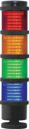 Produktfoto 1 von RS PRO LED Signalturm Keine Summer-Komponente 4-stufig Linse Gelb, Blau, Grün, Rot 240V Mehrere Basis 165 mm