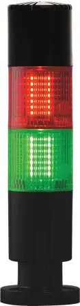 Produktfoto 1 von RS PRO LED Signalturm Summer 2-stufig Linse Grün, Rot 24V Dauer Schraubanschlussklemme 97 mm Multifunktion
