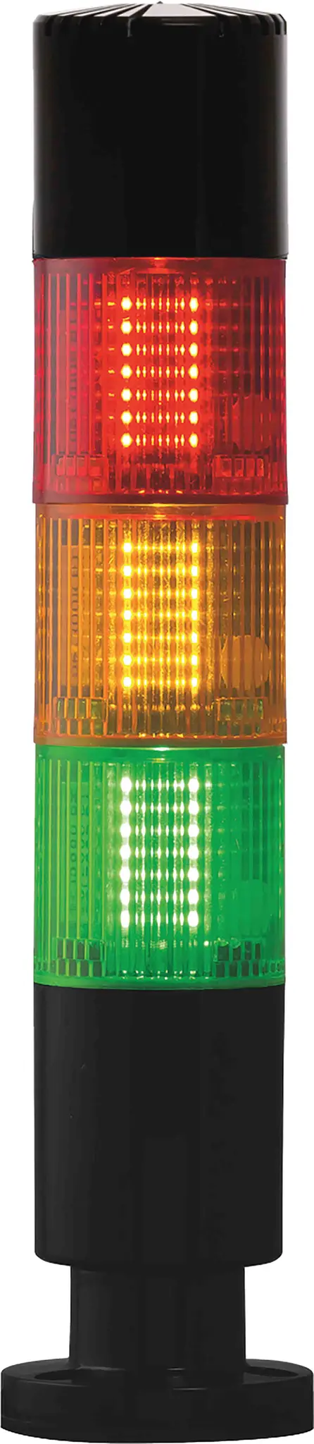 Produktfoto 1 von RS PRO LED Signalturm 3-stufig Linse Rot/Grün/Gelb + Summer Dauer 131mm Multifunktion