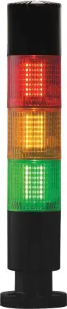Produktfoto 1 von RS PRO LED Signalturm Summer 3-stufig Linse Gelb, Grün, Rot 24V Dauer Schraubanschlussklemme 131 mm Multifunktion